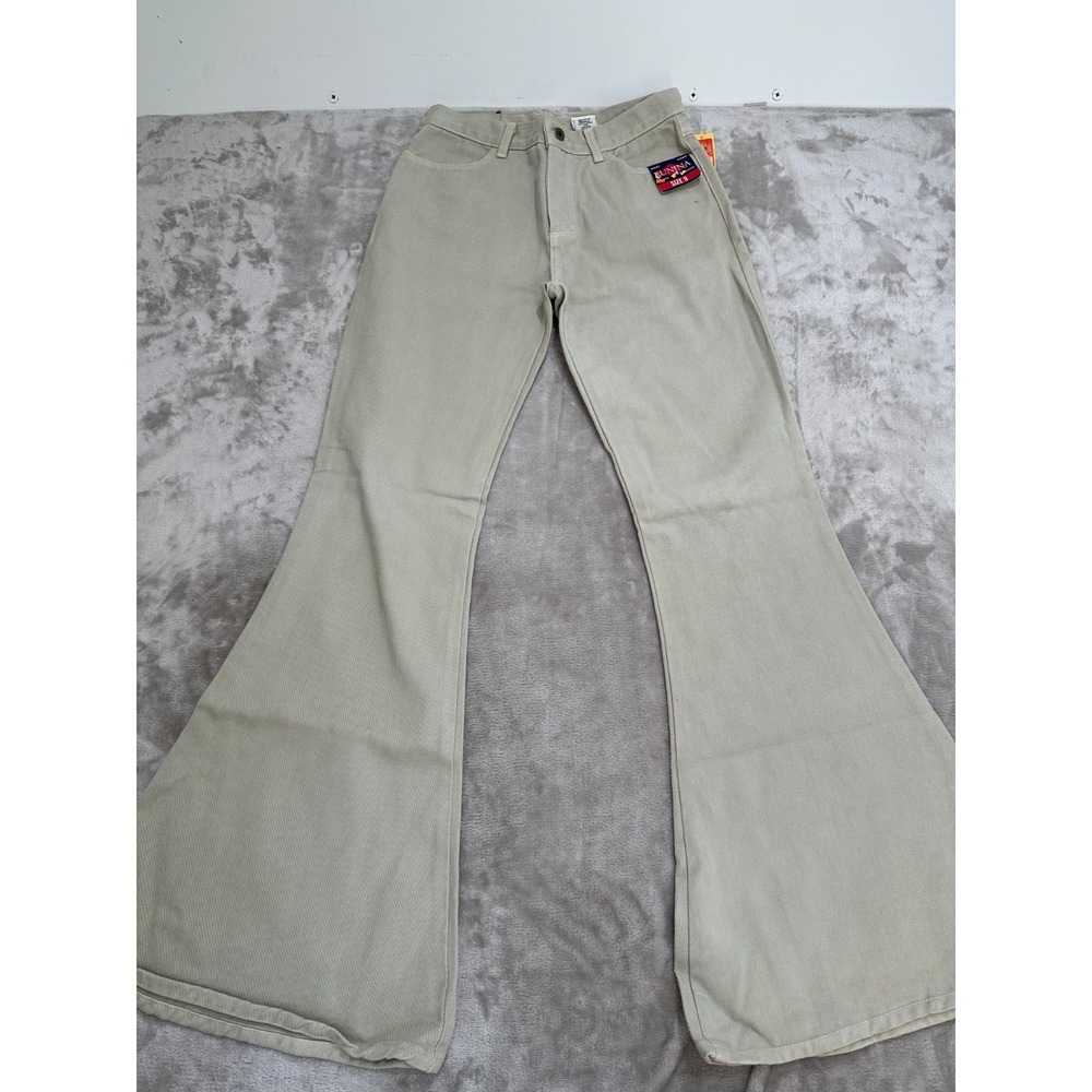 Eunina Jeans Womens Juniors Size 9 Khaki Flared Super Flare Made In U.S.A. Flaw